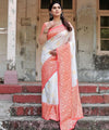 White Banarasi Silk Saree | Puja Collection