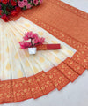 White Banarasi Silk Saree | Puja Collection