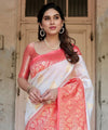 White Banarasi Silk Saree | Puja Collection