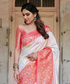 White Banarasi Silk Saree | Puja Collection