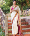 White Banarasi Silk Saree | Puja & Festive Wear
