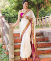 White Banarasi Silk Saree | Puja & Festive Wear