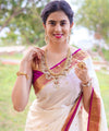 White Banarasi Silk Saree | Puja & Festive Wear