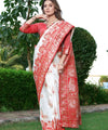 White Banarasi Silk Saree | Puja & Festive Wear