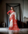 White Banarasi Silk Saree | Puja & Festive Wear