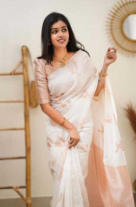 White Banarasi Silk Saree | Traditional Wedding Wear