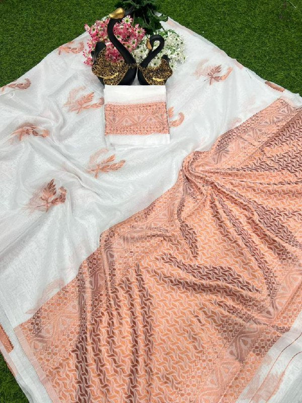 White Banarasi Silk Saree | Traditional Wedding Wear