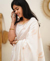 White Banarasi Silk Saree | Traditional Wedding Wear