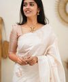 White Banarasi Silk Saree | Traditional Wedding Wear