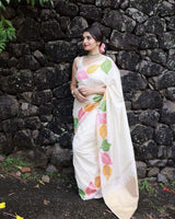 White Banarasi Silk Saree | Traditional Zari Weave