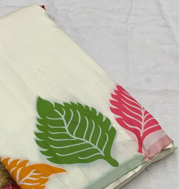 White Banarasi Silk Saree | Traditional Zari Weave