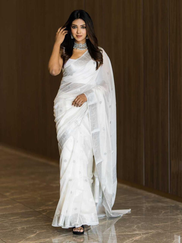 White Cotton Saree | Traditional Handloom Wear