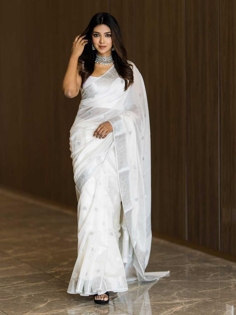 White Cotton Saree | Traditional Handloom Wear