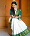 White Jacquard Silk Saree | Wedding & Reception Wear