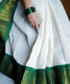 White Jacquard Silk Saree | Wedding & Reception Wear