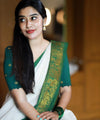 White Jacquard Silk Saree | Wedding & Reception Wear