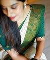 White Jacquard Silk Saree | Wedding & Reception Wear