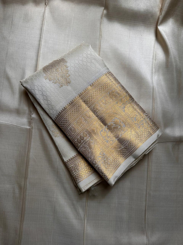 White Kanjivaram Silk Saree | Bridal & Festive Wear