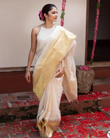 White Kanjivaram Silk Saree | Festive & Party Wear