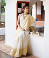 White Kanjivaram Silk Saree | Festive & Party Wear
