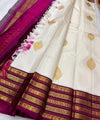 White Kanjivaram Silk Saree | Traditional Zari Weave