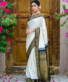 White Kanjivaram Silk Saree | Wedding & Reception Wear