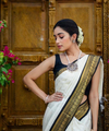 White Kanjivaram Silk Saree | Wedding & Reception Wear