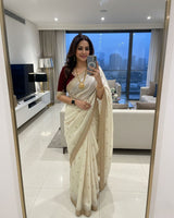 White Space Satin Sequence Work Saree for Party & Wedding | RD APEXA