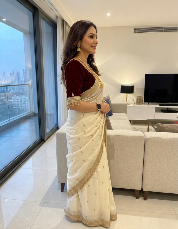 White Space Satin Sequence Work Saree for Party & Wedding | RD APEXA