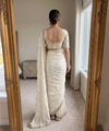 White Space Satin Sequin Saree with Mirror Lace Border | RD SANVI