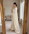 White Space Satin Sequin Saree with Mirror Lace Border | RD SANVI