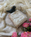 White Space Satin Sequin Saree with Mirror Lace Border | RD SANVI