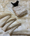 White Space Satin Sequin Saree with Mirror Lace Border | RD SANVI