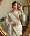 White Space Satin Sequin Saree with Mirror Lace Border | RD SANVI
