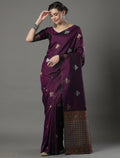 Wine Banarasi Silk Saree | Bridal & Festive Wear