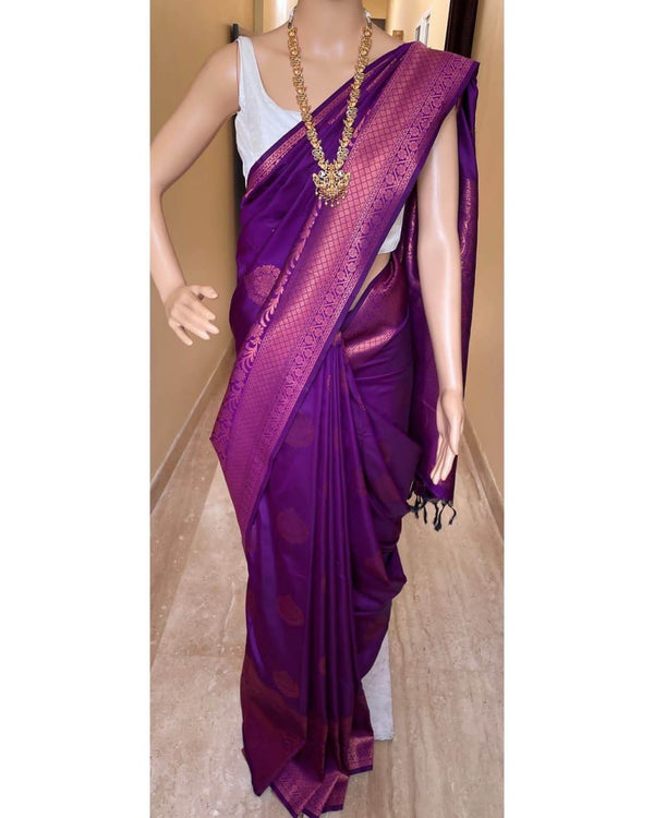 Wine Banarasi Silk Saree | Bridal & Festive Wear