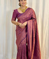 Wine Banarasi Silk Saree | Bridal & Festive Wear