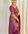 Wine Banarasi Silk Saree | Bridal & Festive Wear
