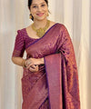 Wine Banarasi Silk Saree | Bridal & Festive Wear