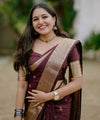 Wine Banarasi Silk Saree | Ethnic Wear for Women