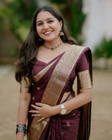 Wine Banarasi Silk Saree | Ethnic Wear for Women