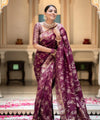 Wine Banarasi Silk Saree | Ethnic Wear for Women