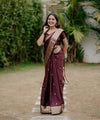 Wine Banarasi Silk Saree | Ethnic Wear for Women