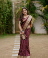 Wine Banarasi Silk Saree | Ethnic Wear for Women