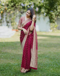 Wine Banarasi Silk Saree | Festival & Ceremony Wear