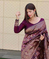 Wine Banarasi Silk Saree | Festival & Ceremony Wear