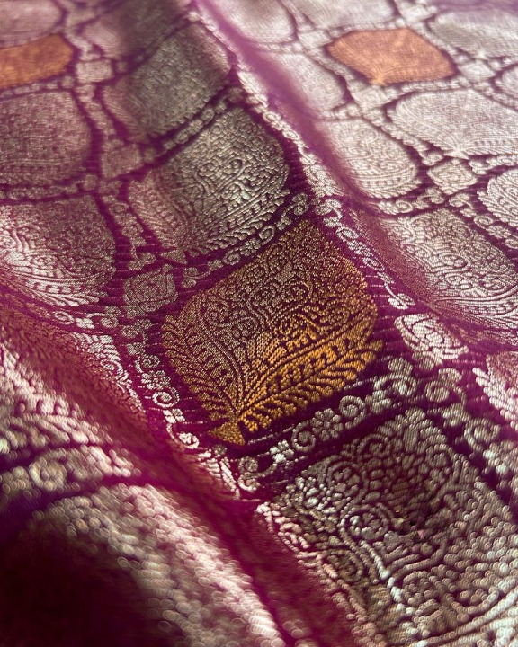 Wine Banarasi Silk Saree | Festival & Ceremony Wear