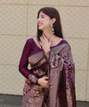 Wine Banarasi Silk Saree | Festival & Ceremony Wear