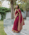 Wine Banarasi Silk Saree | Festival & Ceremony Wear