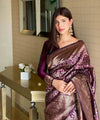 Wine Banarasi Silk Saree | Festival & Ceremony Wear